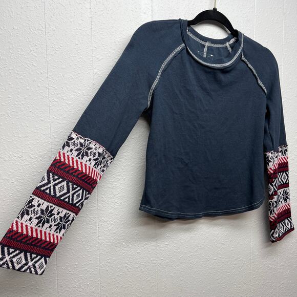Tribal Aztec Womens Cropped Sweater Small Stretch Cotton Boho Festival Western - Picture 3 of 8